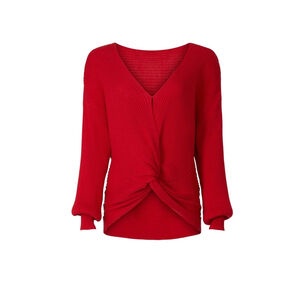 Women's Hudson Red Knotted V-neck Sweater Size M